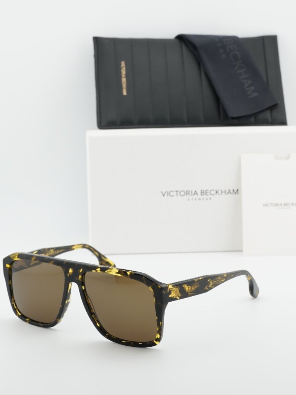 Victoria Beckham VB671S 012 Square Sunglasses – Black Yellow Havana /Brown